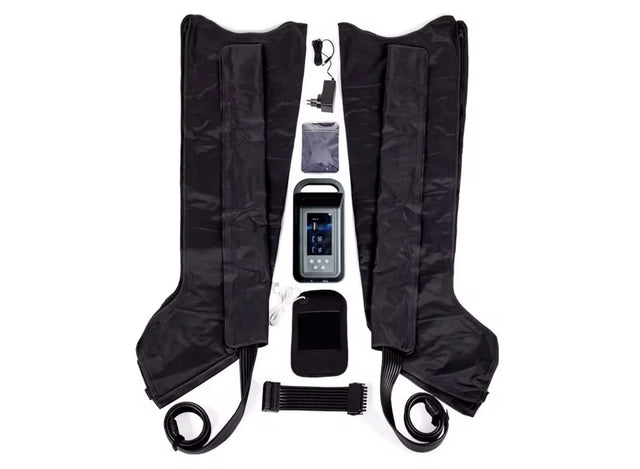 Bottes de pressothérapie 8 chambres avec contrôleur, câbles et accessoires