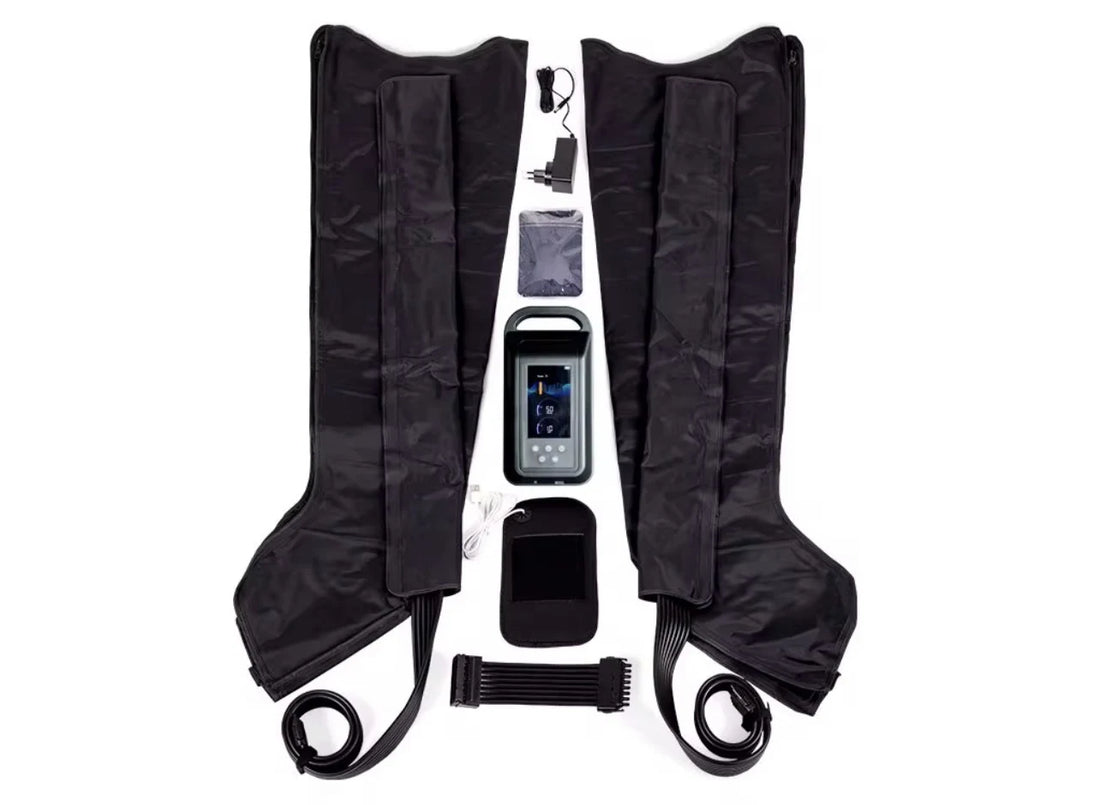 Bottes de pressothérapie 8 chambres avec contrôleur, câbles et accessoires