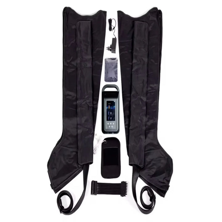 Bottes de pressothérapie 8 chambres avec contrôleur, câbles et accessoires