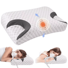 Oreiller ergonomique avec découpes latérales pour masque CPAP